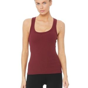 ALO Rib Support Tank - Black Cherry